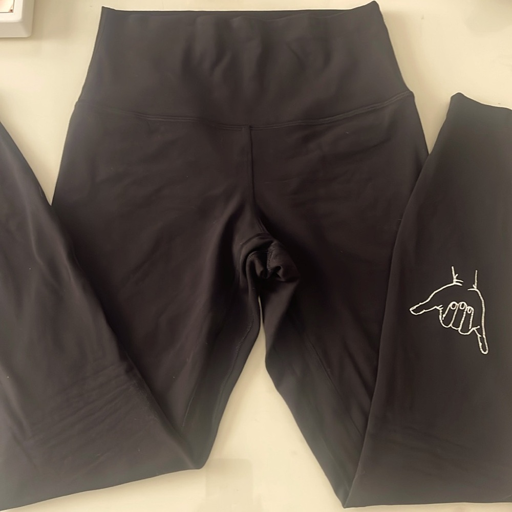 lululemon athletica Black High-Rise Leggings with White Hand Graphic
